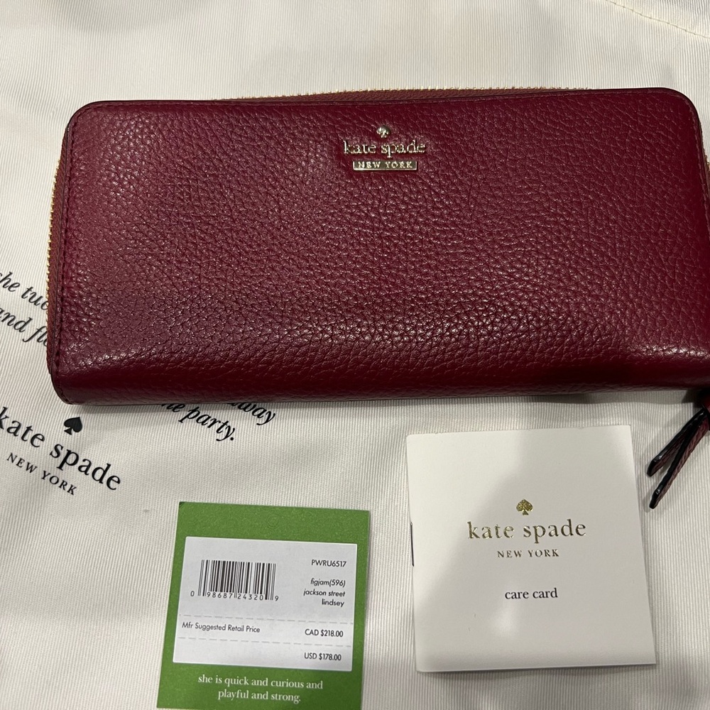 Kate Spade Burgundy Leather Tote and Wallet Set - Picture 2 of 16